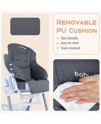 Foldable Baby High Chair with Adjustable Height and Reclining Seat