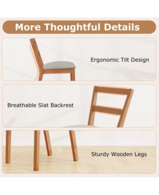 Farmhouse Wooden Dining Chairs Set of Two with Cushioned Seat