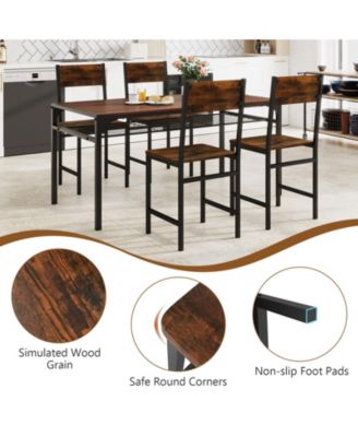 Dining Chairs Set of Four with Metal Legs and Slanted Back