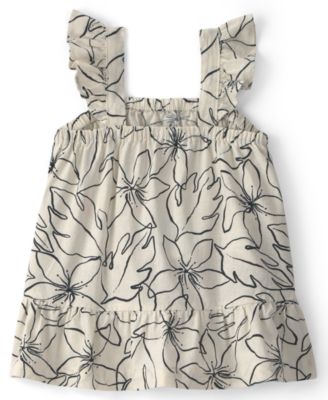 Baby Girls' Linen Blend Floral Dress