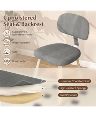 Chenille Upholstered Wooden Dining Chairs Set of Two