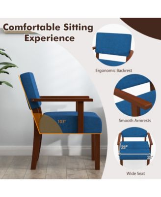 Linen Upholstered Accent Chair with Padded Seat and Back