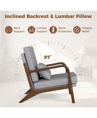 Modern Accent Chair with Wood Armrests and Removable Back