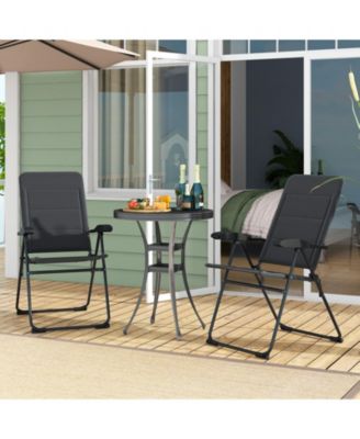 Two Piece Outdoor Folding Patio Chairs with Adjustable Backrest
