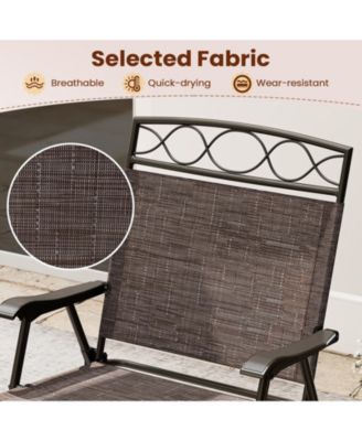 Set of Four Patio Folding Dining Chairs with Armrests