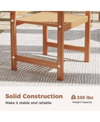 Patio Chairs Set of Two with Inclined Backrests and Slatted Seats