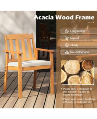 Two Piece Patio Dining Chairs with Acacia Wood Construction