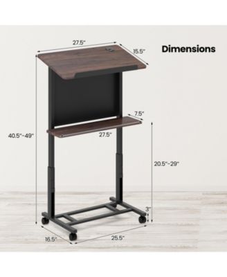 40.5-49 Inch Height Adjustable Rolling Podium Stand Lectern Table