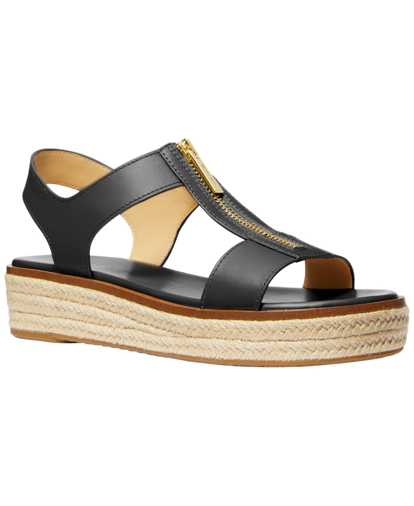 Женские сандалии MICHAEL Michael Kors Berkley Espadrille Platform, цвет: Чёрный кожаный — фото 1