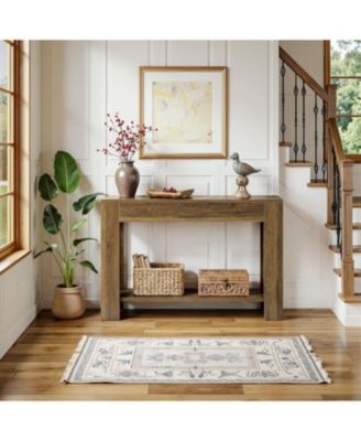 41.3'' Farmhouse Console Table, 2-Tier Sofa Entryway Table with Storage, Narrow Wooden Behind Couch