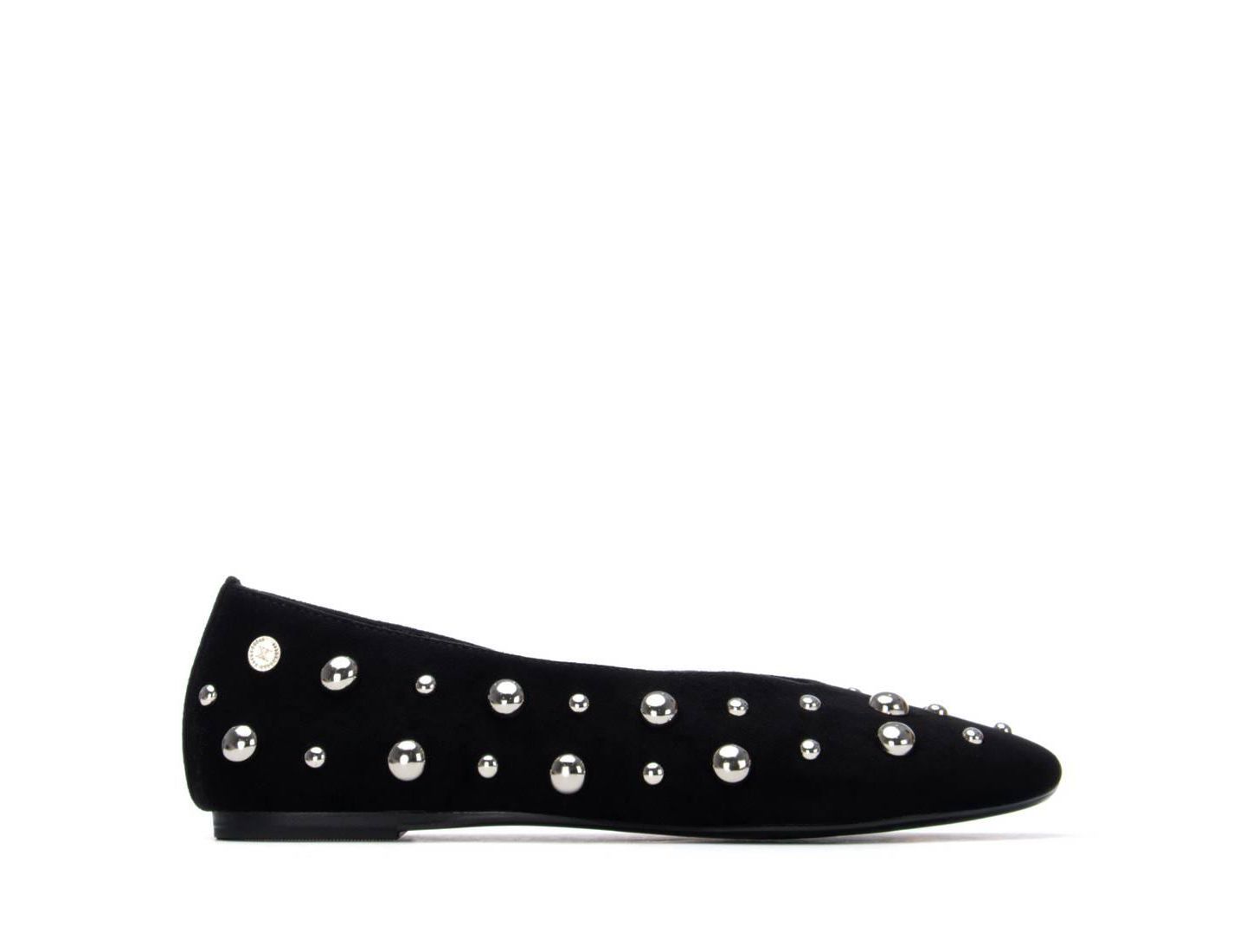 Женские балетки XTI Suede Studded Ballet Flats, цвет: Чёрный — фото 2