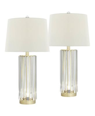 Rivera 27 3/4" Tall Traditional Table Lamps Set of 2 LED Night Lights Clear Glass Rod Living Room Bedroom