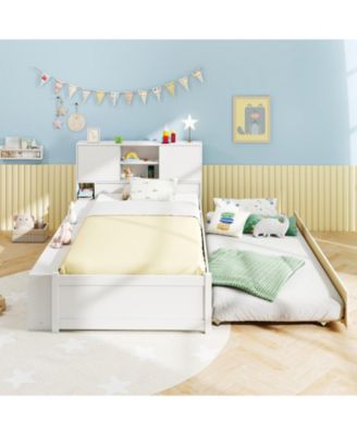 Bed Frame with Trundle and Built In Power Outlets