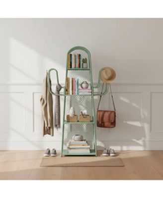 4-Tier Cactus Ladder Bookshelf Metal Storage Organizer for Small Spaces Bedroom Office