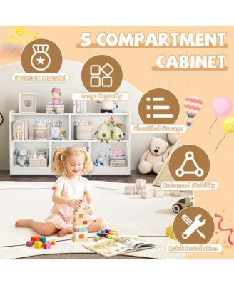 5 Cube Kids Bookcase - Wooden 2-Tier Storage Cabinet, Open Display Book Shelf for Nursery, School Classroom, Playroom