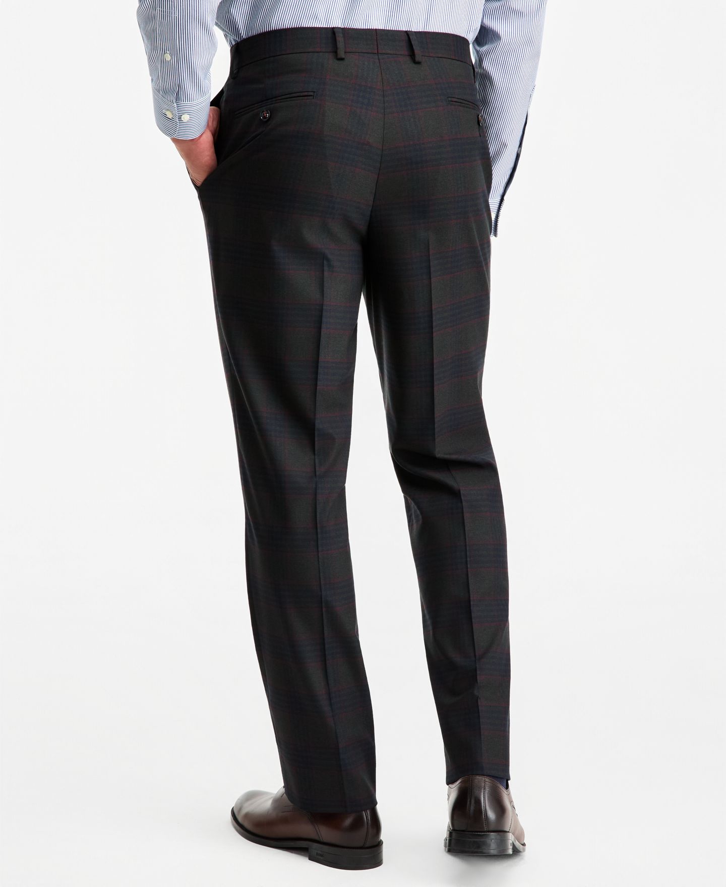 Мужские брюки Tayion Collection Classic-Fit Green Plaid Suit Separate, цвет: Оливковый красный — фото 4