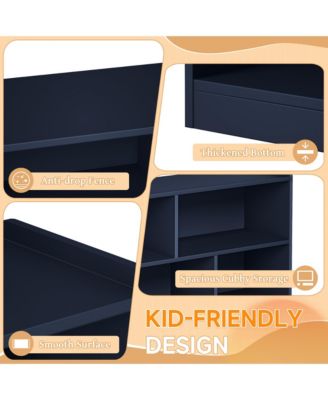 5 Cube Kids Bookcase - Wooden 2-Tier Storage Cabinet, Open Display Book Shelf for School Classroom, Playroom