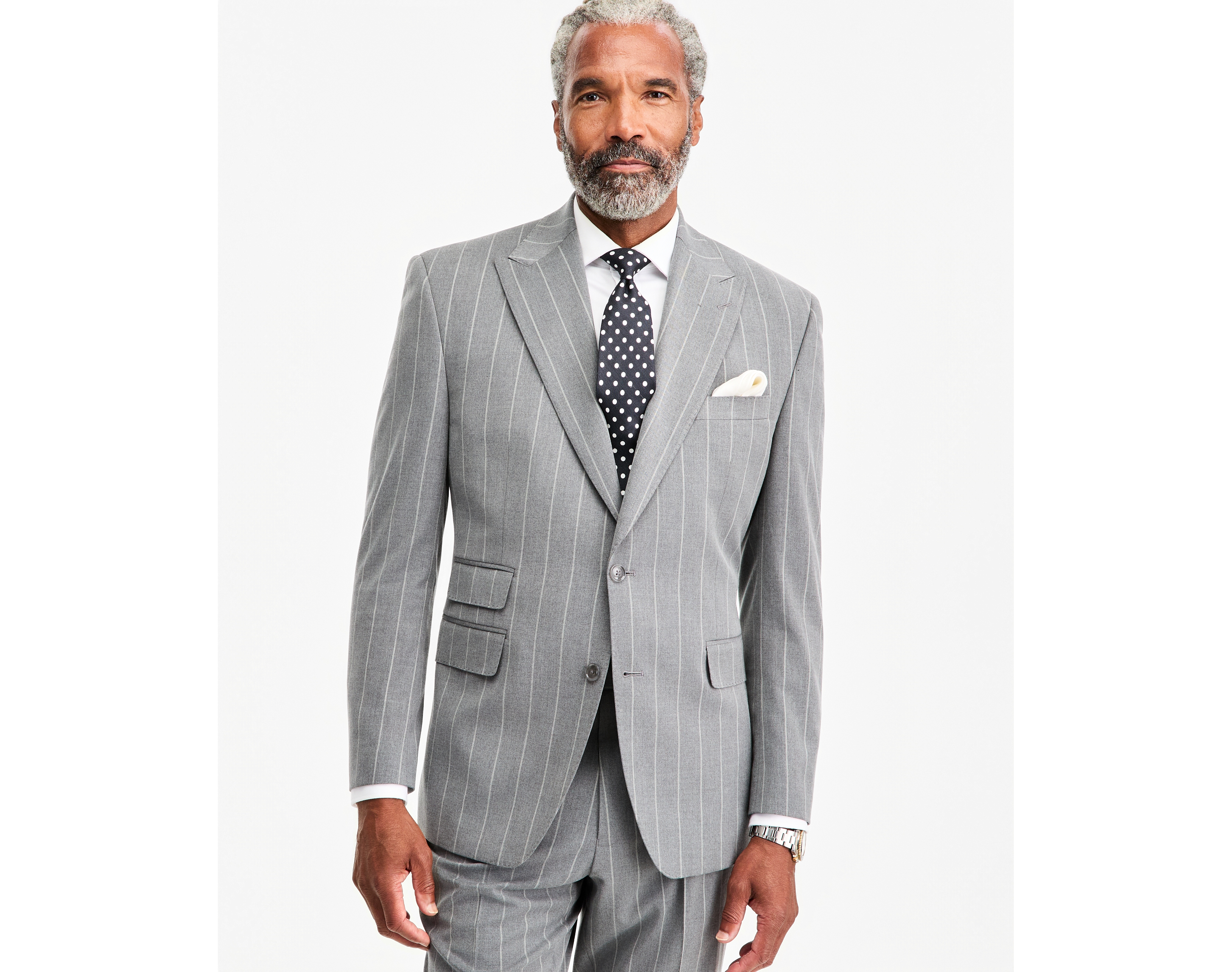 Tayion Collection Men's Classic-Fit Gray Pinstripe Suit Separate Jacket