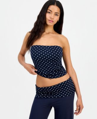 Juniors' Polka-Dot Tube Top