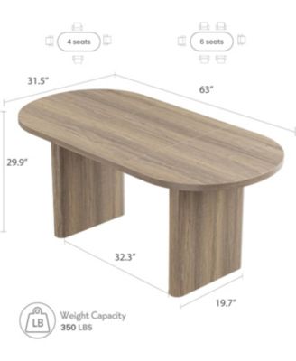 Oval Dining Table for 6-8 People, Long Large Kitchen Table with Thick Sturdy Wooden Base, Farmhouse Dining Room Table for for Kitchen