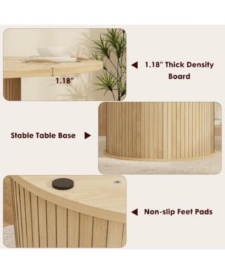 47 Inch Round Dining Table for 4, Kitchen Table Dinner Table with 2-Layer Storage Shelf and Wood Slide Door for Home Dining Room Living Room