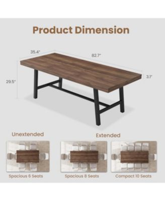 63-83" Extendable Dining Table, Industrial Rectangular Dining Room Table for 6-8 People, Expandable Kitchen Table with Heavy Duty Metal Frame