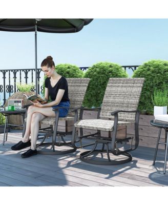 Outdoor Glider Chair Set Wicker Swivel Patio Glider