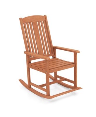 Solid Wood Porch Rocker Chair with Armrests