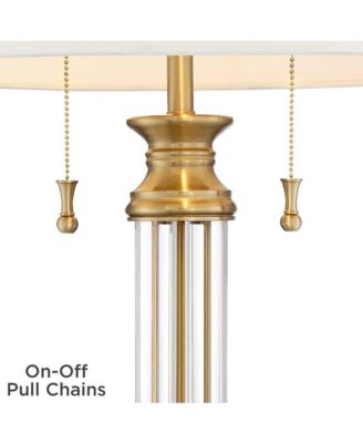 Rolland Traditional Table Lamp with Round Riser Antique Brass Crystal Drum Shade for Bedroom Living Room