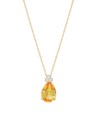 Amethyst (1-1/2 ct. t.w.) & Diamond Accent Drop Pendant Necklace in 14k Yellow Gold (Also Available in Multi-Stones)