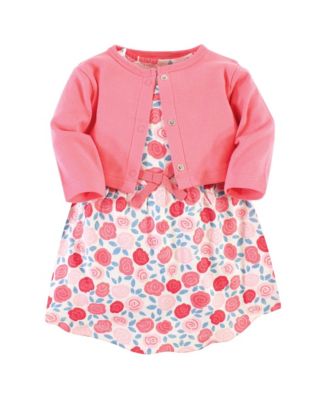 Baby Girls Comfy Natural Cotton Dress & Cardigan Set