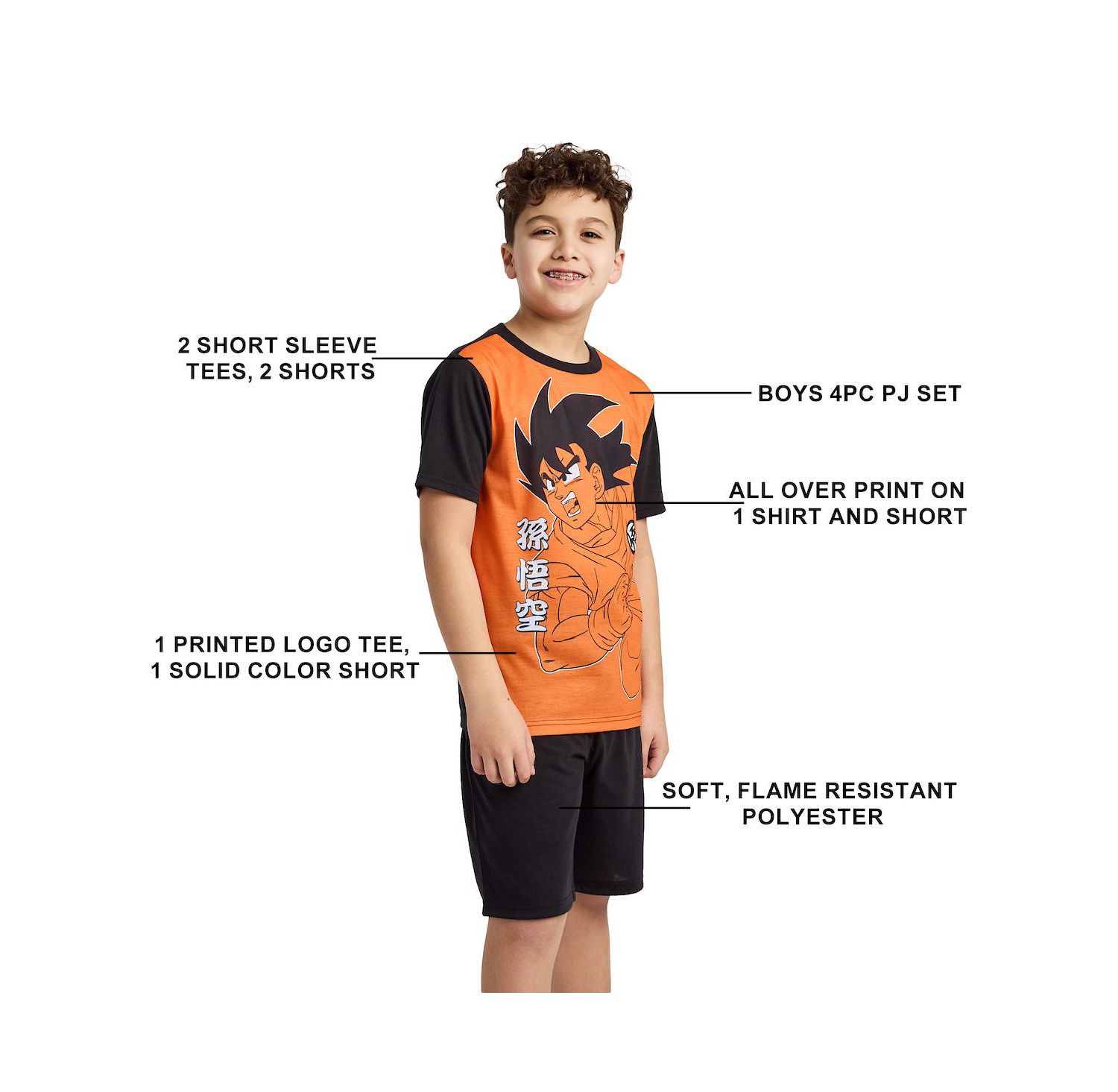 Big Boys Goku and Kanji 4-Pack Pajama Set -14