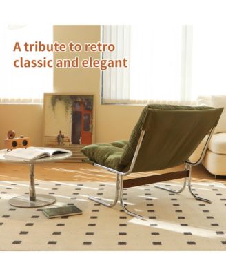 Modern Accent Chair, Upholstered Reading Chair with Metal Chrome Frame, Comfy Living Room Chair for Home Office and Bedroom