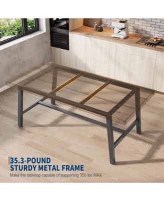 Industrial Dining Table for 4-6 People, 63" Long Large Kitchen Table with Sturdy Metal Frame, Rectangular Counter.