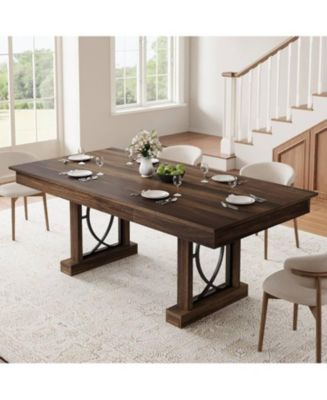 gaomon 71-Inch Wooden Kitchen Table with Two Drawers, Large Dining ...