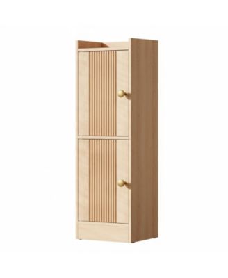 Small Bathroom Storage Cabinet Farmhouse Floor 2 Adjustable Shelves Double Doors Slim Narrow Toilet Paper Organizer