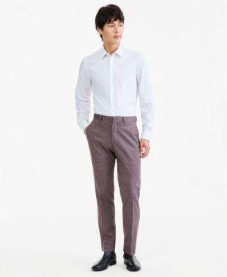 Men's Eggplant Herringbone Slim Techni-Cole Pants