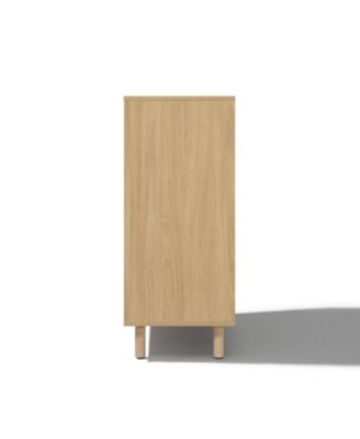 31.5” Hazel Oak Manufactured Wood Storage Cabinet with Drawer and Rubberwood Legs