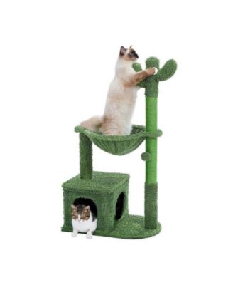 Cactus Cat Tree with Large Condo Sisal Rope, Indoor Cat Tower with Scratching Posts
