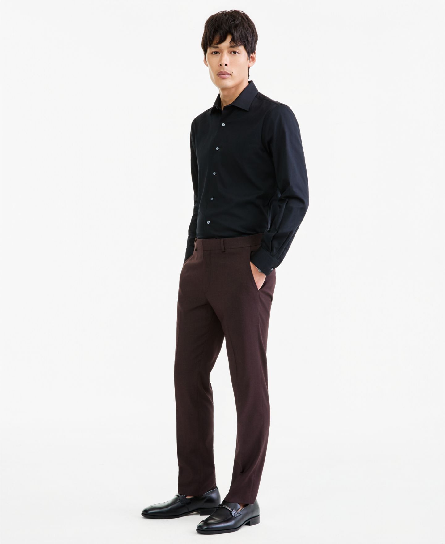 Мужские брюки Kenneth Cole Reaction Slim-Fit Techni-Cole, цвет: Коричневый — фото 2