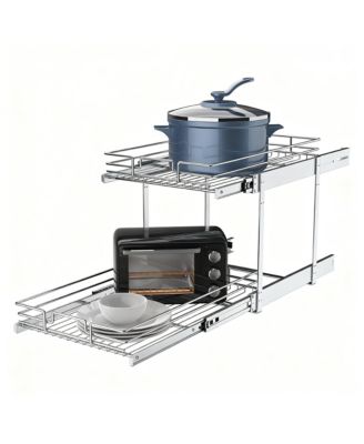 2-Tier Metal Pullout Cabinet Organizer, Chrome