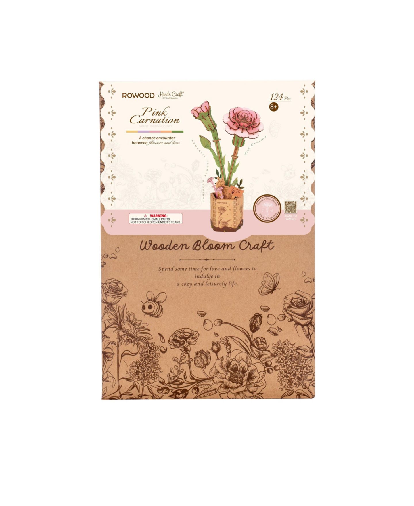 Детские конструкторы Flash Popup Pink Carnation 124-Piece 3D Wood Puzzle, Ages 8+ — фото 2