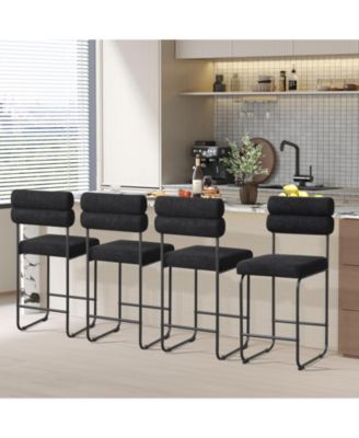 Set of 2 Counter Height Bar Stools 26'' Counter Stools w/ Metal Frame and Footrest