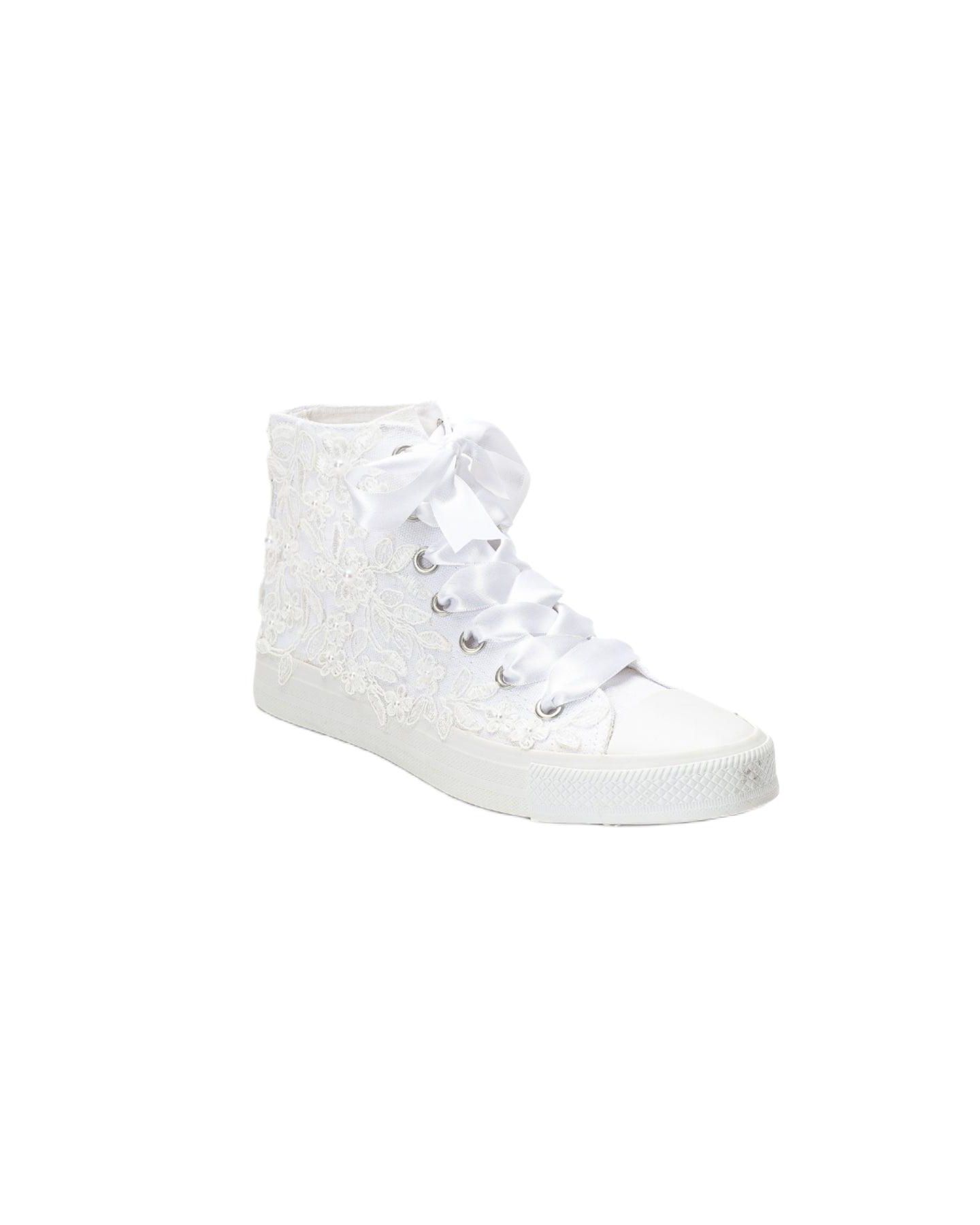 Женские кроссовки Forever & Always Shoes Isolde Lace High Top Bridal, цвет: Слоновая кость — фото 1