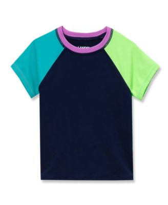 Girls Chlorine Resistant Short Sleeve Crew Neck Swim Rash Guard