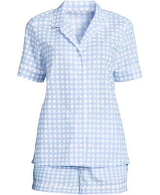 Women's Cotton Poplin 2 Piece Pajama Set - Short Sleeve Top and Shorts