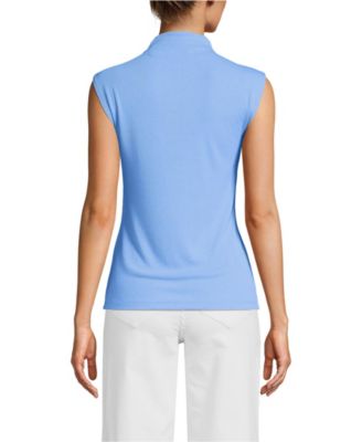 Women's Cap Sleeve Drapey Rib Fitted Funnel Neck Tank