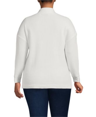 Plus Size Long Sleeve Waffle Shawl Collar Henley