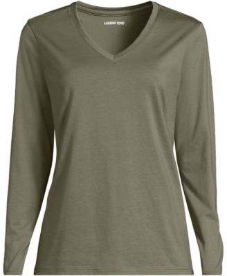 Plus Size Supima Cotton Long Sleeve V-Neck T-Shirt