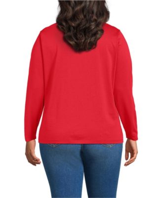 Plus Size Supima Cotton Long Sleeve V-Neck T-Shirt